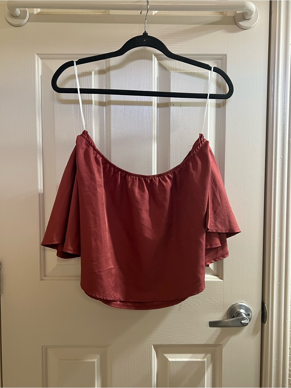 Women's Off-Shoulder Crop Top in Rust